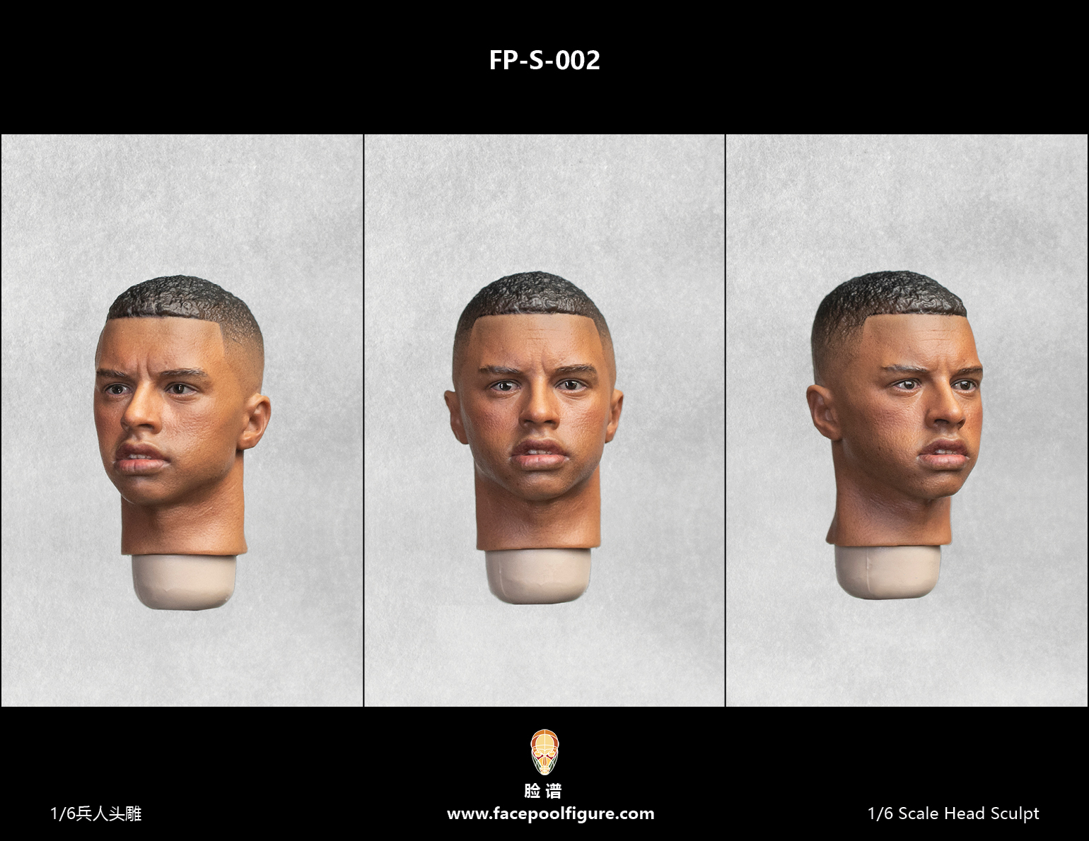 FacepoolFigure 1/6 Black Male Sculpt Store FP-S-002 Online Facepoolfigure Head Expression – with